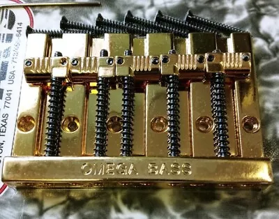 NEW Omega Gold Badass Bass Style 5 String Bridge For Fender Grooved BB-3361-002 • $38.88