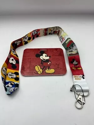 Disney's Mickey Mouse Landscape Lanyard With Card Holder For Pins Tickets ID • $14.99
