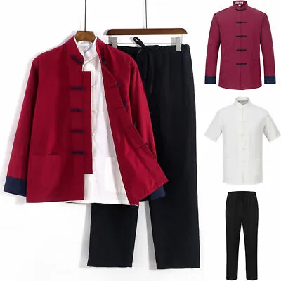 Chinese Tang Suit Bruce Lee Kung Fu Wingchun Coat Jacket Pants Set Outfit Men • $57.88