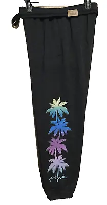 NEW VICTORIA'S SECRET PINK EVERYDAY LOUNGE CAMPUS PANT Small Palm TREE SHINE • $39.99
