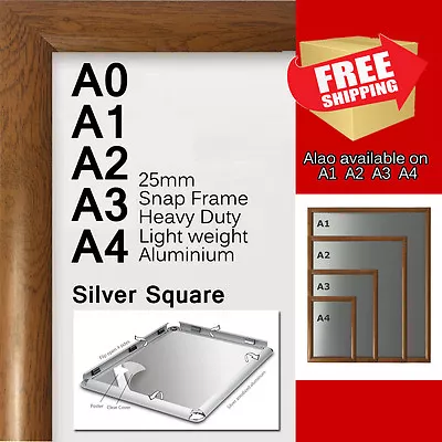 A0 A1 A2 A3 A4 PREMIUM Aluminum Snap Poster Frame Sign Holder Wall Mount Wood • $21.49