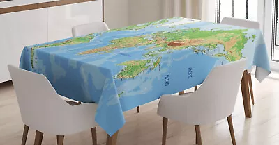 World Map Tablecloth Topographic Education • £18.99