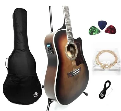 Haze Dreadnought Electric-Acoustic GuitarCutawayDark Violin Sunburst. F-650DVS • $229.08