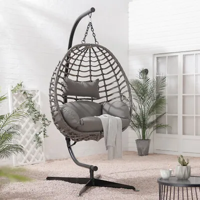 £69.95 • Buy Garden Hanging Swing Chair Metal Stand Rope Hammock Seat Base Bracket 4 Legs