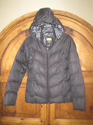 LUCY GOOSE DOWN PUFFER Jacket BLACK HOODED QUILTED WOMEN'S SMALL! • $30