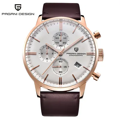 PAGANI DESIGN Luxury Brand Mens Business Calendar Quartz Watches Leather Band • $52.63