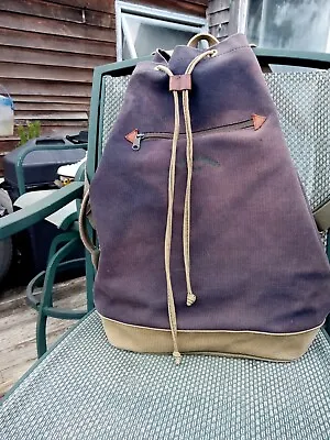 $4.99 • Buy G.h. Bass & Company Vintage Faded Blue Cotton Canvas Medium Backpack As Pictured
