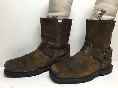 Vtg Mens I Travel Harness Motorcycle Suede Brown Boots Size 42 • $21.99