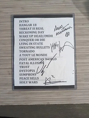Megadeth Dystopia Tour Autographed Setlist 2nd COPY PLUS EXTRAS. 1ST COPY JSA • £71.26