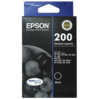 GENUINE Epson 200 Black Ink Toner T200192 XP-410 WF-2510 WF-2520 WF-2530 WF-2540 • $24.99