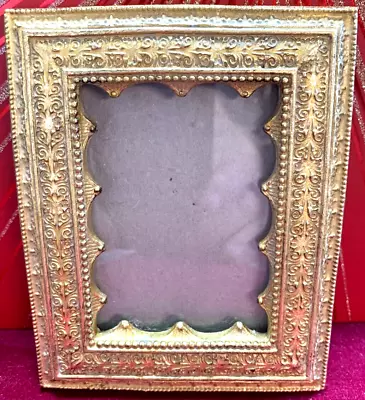 Vintage Gilded Gold Picture Frame  Ornate 2.5”x3.5” 3d Used • $45