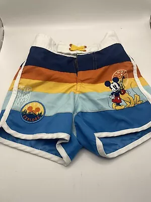Disney Mickey Mouse Explorers Club Swim Trunks Boys Size 2 Back Pocket EUC • $8