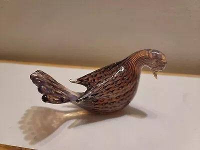 Vintage Opalescent Murano Art Glass Purple White & Bullicante Dove Bird • $60