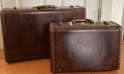 Set VTG Samsonite Schwadyer Bros. Dark Brown Hardcase Suitcase W/ Key Initials • $149.99