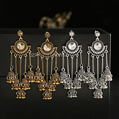 Vintage Hook Ethnic Tassel Bells Dangle Gypsy Wedding Jhumka Indian Earrings • $2.85