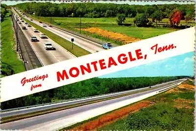 TN Tennessee  MONTEAGLE BANNER Greetings  HIGHWAY~50's CARS  4X6 Postcard • $6.75