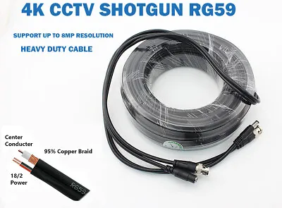 £15.98 • Buy 20M 4K HEAVY DUTY RG59 COAXIAL + POWER CCTV SHOTGUN CABLE BNC Ready-made
