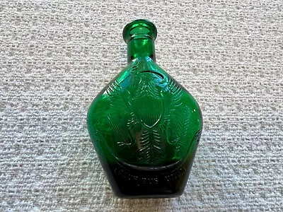 Glass Bottle Emerald Green  4-3/4  W/ Embossed Eagle Shield E Pluribus Unum • $12.50