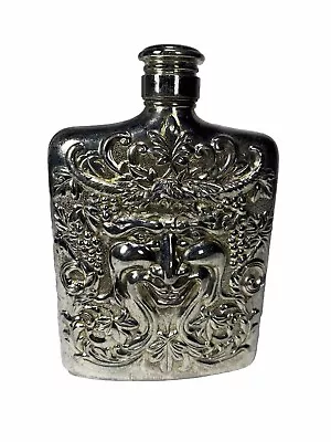 Vintage Metal Flask 1983 Godinger Silverplated Face Of Bacchus Metal Flask • $36