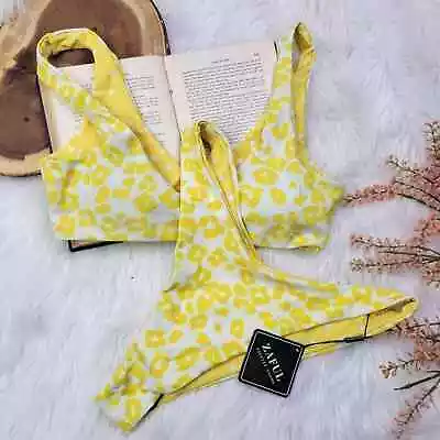 Zaful Forever Young Women Leopard Print Two-Piece Bathing Suit Yellow Size 6 • $20