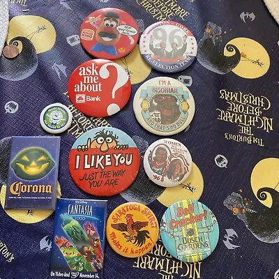 Lot Of 11 Random Vintage  Pin-back Buttons/pins • $19.99
