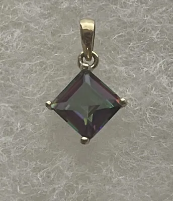 Solid 10K Yellow Gold Mystic Topaz Pendant Charm • $49.99