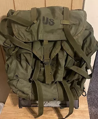 Vintage US Army Field Pack Combat Nylon Large  Green Backpack With Frame  • $80