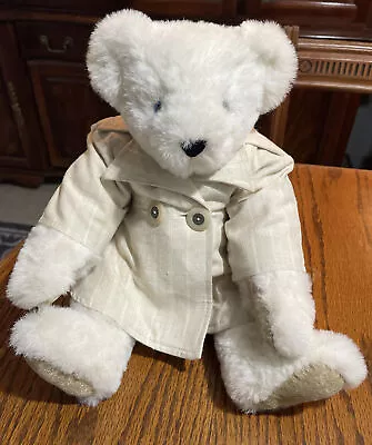 VERMONT TEDDY BEAR Movable Head Legs PLUSH BEAR With Tailored Coat Made In USA • $14