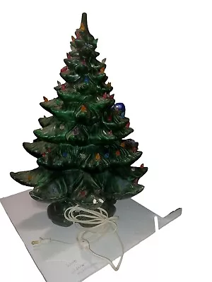 22' Mold Ceramic Lighted Christmas Tree With Bulb Base 1980 Signed • $24