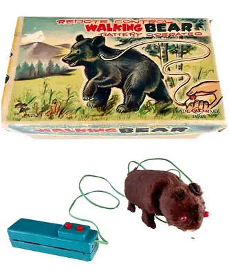 Vintage 1950s Nomura T.N. Remote Control Walking Bear Battery Op Tin Toy WORKS • $70