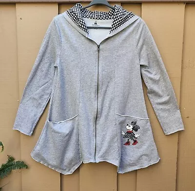 Disney Parks Minnie Mouse W Sm Swing Full Zip Jacket Gray Gingham-Lined Hoodie • $20