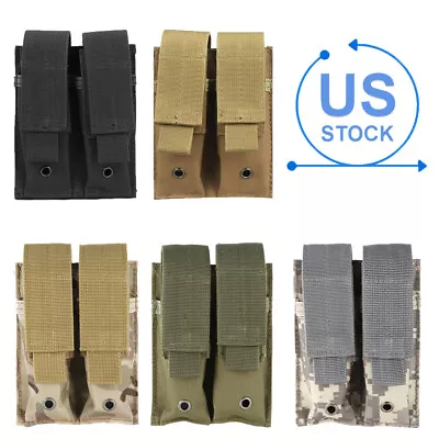 Military Tactical Modular Molle Double Magazine Pouch Holster Pistol Mag Holder • $8.99