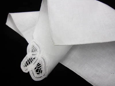 £3.46 • Buy Irish Linen Table Napkin With Lace Drawnwork Trim Dining Table Setting 27 X 27cm