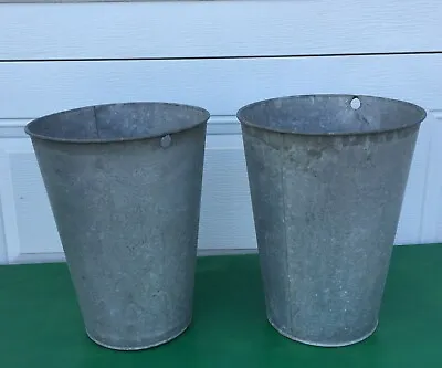 2 Nice OLD GALVANIZED Sap Buckets TAPERED Maple Syrup Bucket W@W! • $11.25