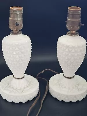 Vintage Milkglass Lamps 9 1/2  Set Of Two • $48