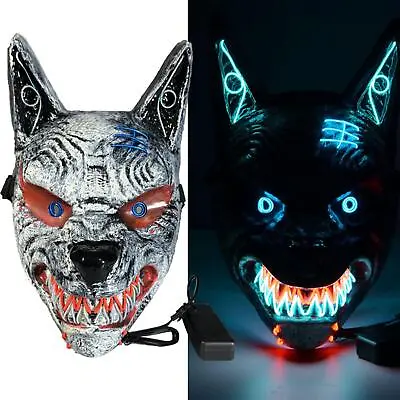 £10.58 • Buy Halloween Wolf Mask LED Light Up Face Mask Roleplay Festival Dress Up Props UK