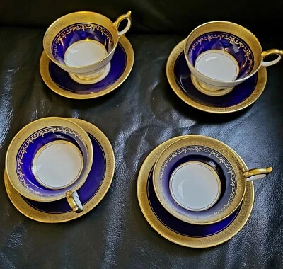£191.72 • Buy Aynsley Georgian Cobalt Gold Encrusted Tea Cup And Saucer 4 Mixed Set Rare HTF!