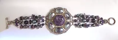 Sajen Sterling Silver Charoite Amethyst Blue Mabe Pearl Toggle Bracelet • $129.99