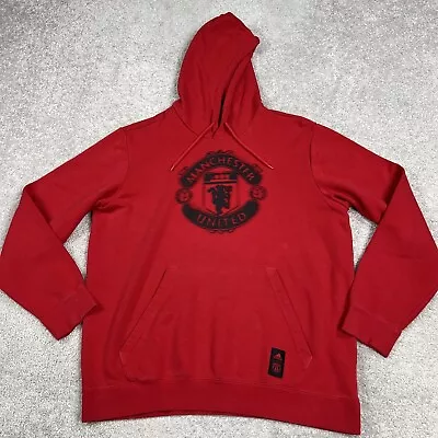 Manchester United Adidas Sweatshirt Mens XL Red Pullover Hoodie Logo Soccer • $22.95