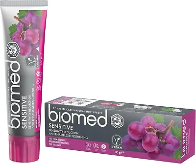 Biomed Sensitive Natural Enamel Toothpaste Red Grape Flavour 100g Free Delivery • £7.97