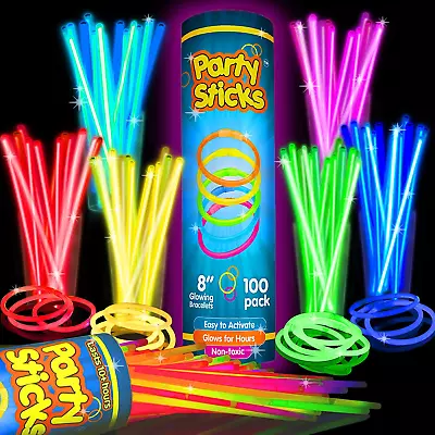 Glow Sticks Bulk Party Favors 100Pk - 8  Glow In The Dark Party Supplies Light  • $11.96