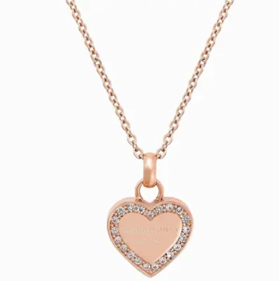 Michael Kors Necklace MKJ3971791 Rose Gold Crystal Heart Designer Necklace New • £79