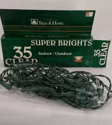 VTG String Super Brights Clear White Christmas Indoor Outdoor Lights 35 Count • $14.66