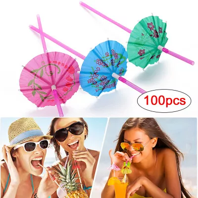 £5.19 • Buy 100X Cocktail Umbrella Straws For Drinks Paper Umbrella Straw Party Decorate