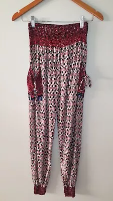 Caroline Morgan Label Women Red Paisley Relaxed Loose Harem Pants Size 8 • $16.80