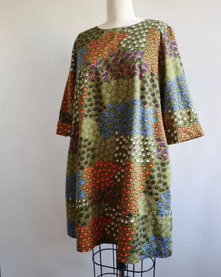 Marimekko Karhunmarja Pattern Green Floral Mini Dress Size 36 XS/S Sleeves • $99