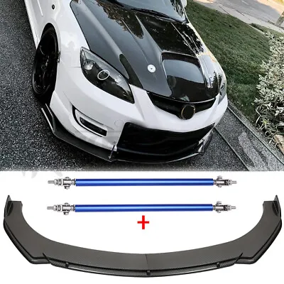 Carbon Front Bumper Lip Spoiler Splitter + Strut Rods For Mazda2 Mazda3 Mazda6 • $124.11