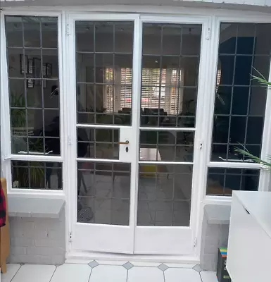 ORIGINAL CRITTALL FRENCH DOORS STEEL CRITAL 1930s SIDE LIGHTS WINDOWS LEADED OLD • £1099.95