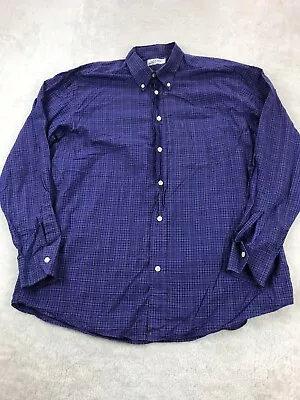 Yves Saint Laurent Shirt Purple Mens 16.5 Inch Classic Fit Checked Cotton • £19.99