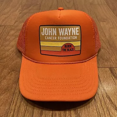 JOHN WAYNE Cancer Foundation Block The Blaze Mesh Trucker Snapback Hat NEW!!! • $19.99